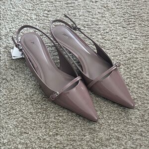 Zara Women's Mauve Pointed Slingback Kitten Heels